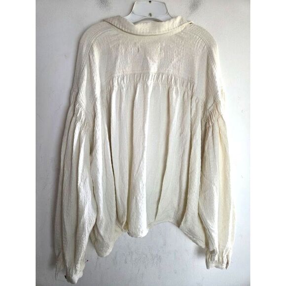 We the Free "Rockaway" Oversized Knit Ivory Button Down Blouse Medium - Picture 3 of 8